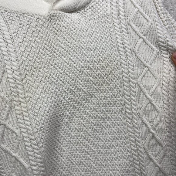Soul of London 3D Cable Knit Shawl Collar White Sweater Mens 1XL Preppy Read - Picture 5 of 16